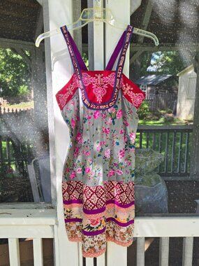 Boho Mixed Floral Patchwork Scallop Border Mini